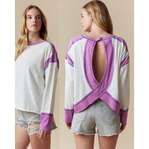 Fantastic Fawn Tops - Fantastic Fawn Magenta Stasia Open Range Oversized Crossed Back Top